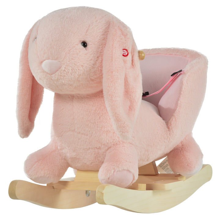 Toddlers Rabbit Plush Rocking Ride On w/ Sound Pink