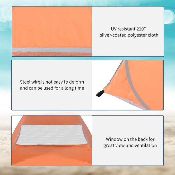 Pop-up Portable Beach Tent Hiking UV Protection Patio Sun Shade Shelter Tent of 2 Person-Orange