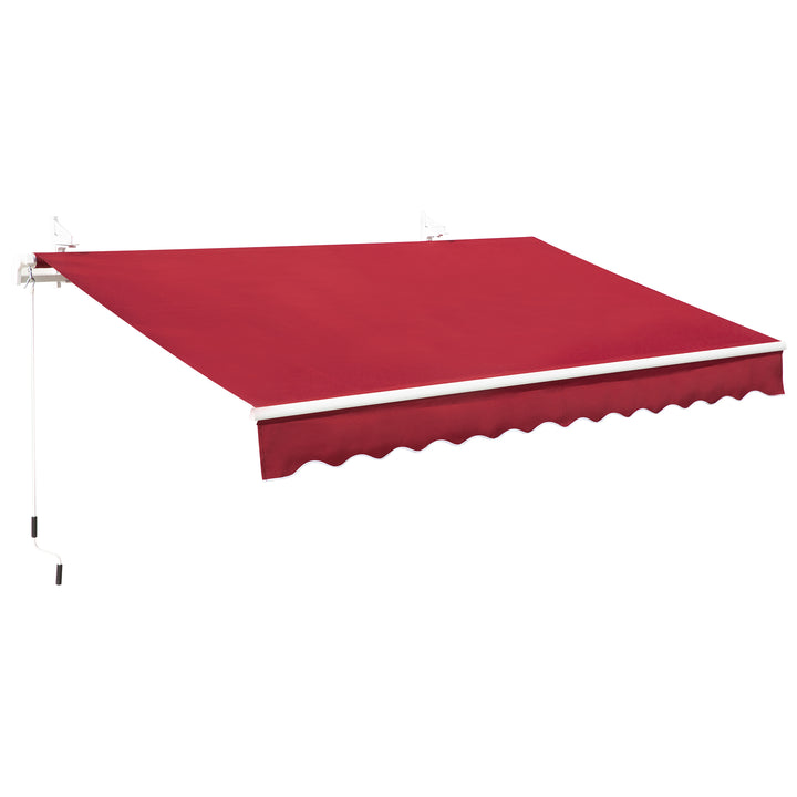 4x2.5m Garden Patio Retractable Manual Awning Window Door Sun Shade Canopy with Fittings and Crank Handle Wine Red