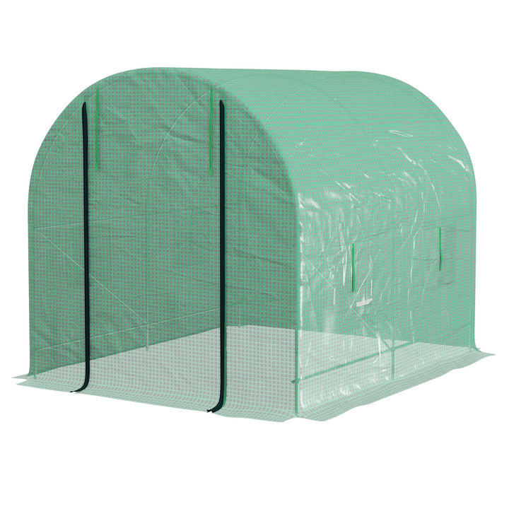 Walk-In Polytunnel Greenhouse, with Steel Frame, Green