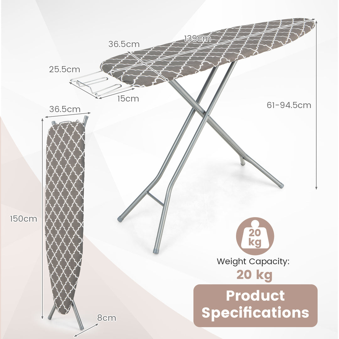 Folding Ironing Board with Extra Cotton Cover-Grey