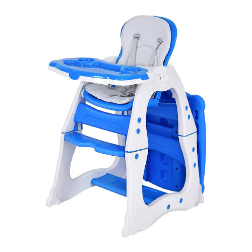 Convertible Baby High Chair with Adjustable Feeding Tray-Blue