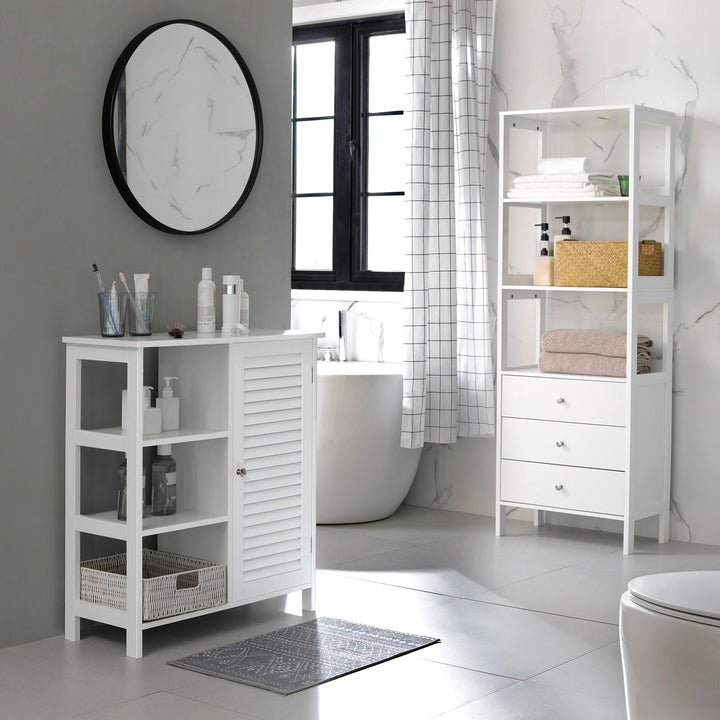 White Bathroom Storage Cabinet with 3 Shelves