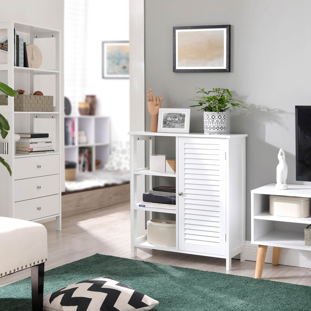 White Bathroom Storage Cabinet with 3 Shelves