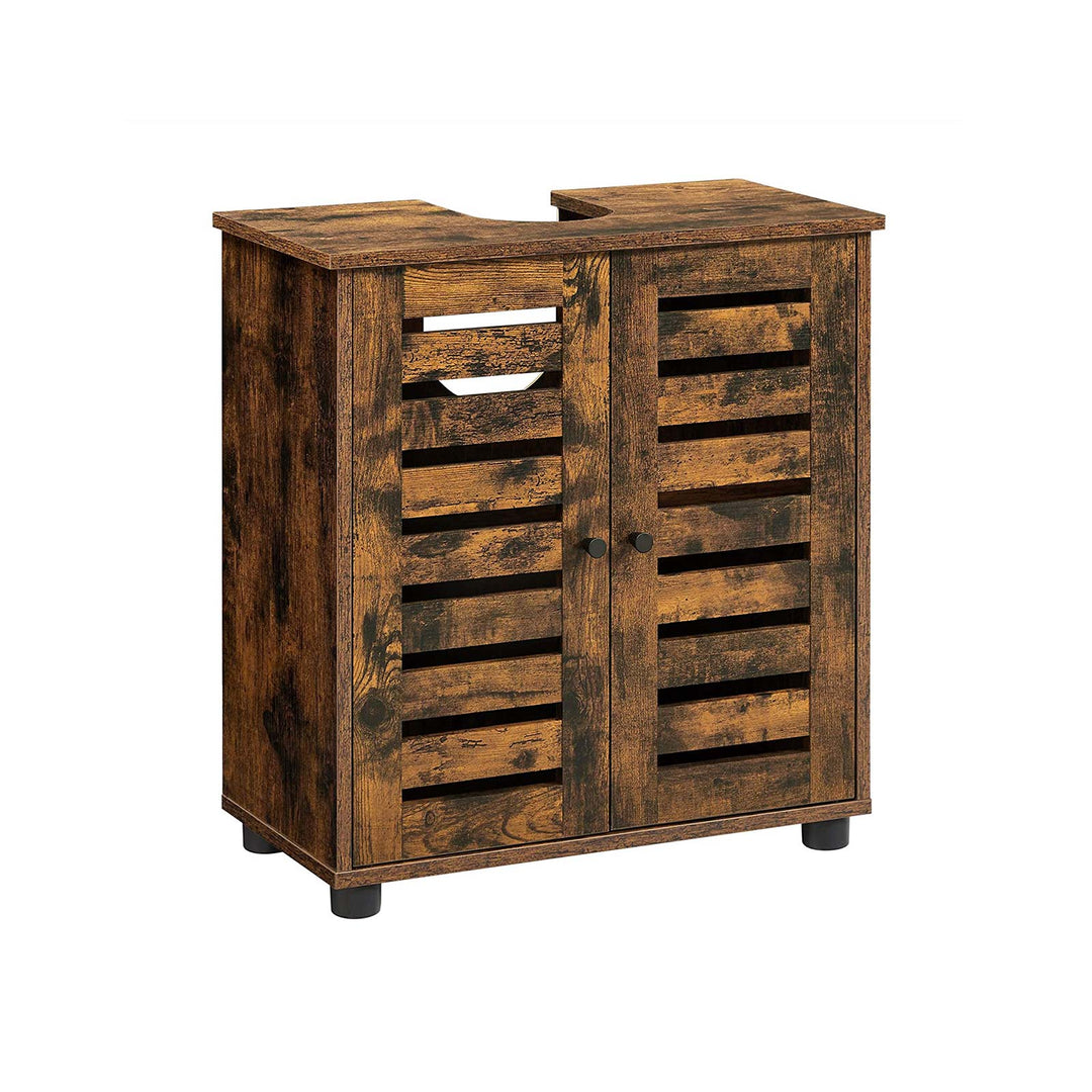 Brown Under Sink Bathroom Cabinet with Shelf
