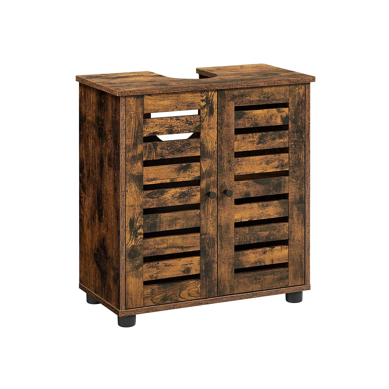 Brown Under Sink Bathroom Cabinet with Shelf