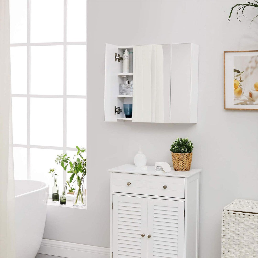 White Wall-mounted Storage Cabinet with 3 Mirrors