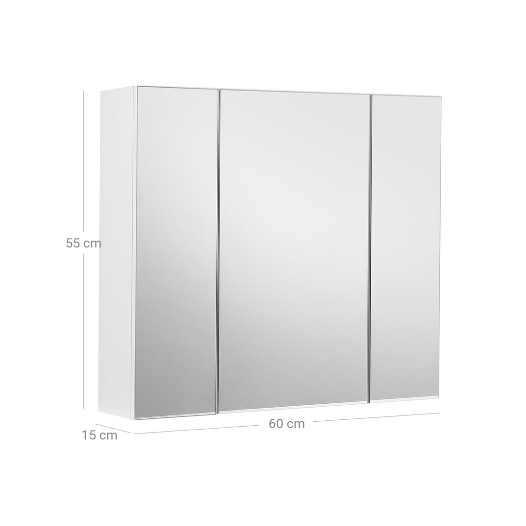 White Wall-mounted Storage Cabinet with 3 Mirrors