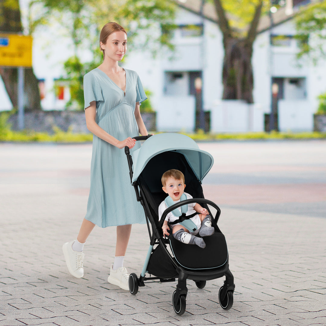 Lightweight Baby Stroller with Detachable Seat Cover-Blue