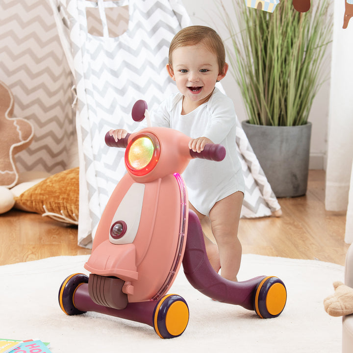 Baby Push Along Walkers with Lights and Ball Game-Pink