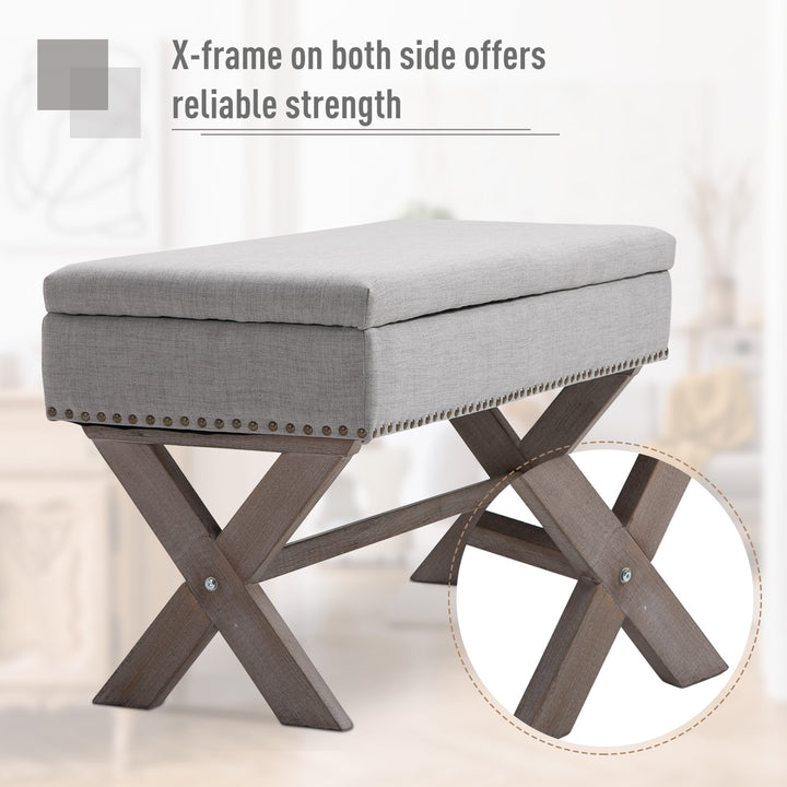 Elegant Storage Stool Ottoman Bentwood Frame, Grey