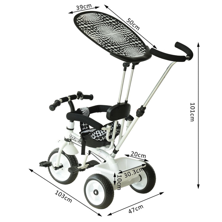 Baby Tricycle W/Handle-White/Black