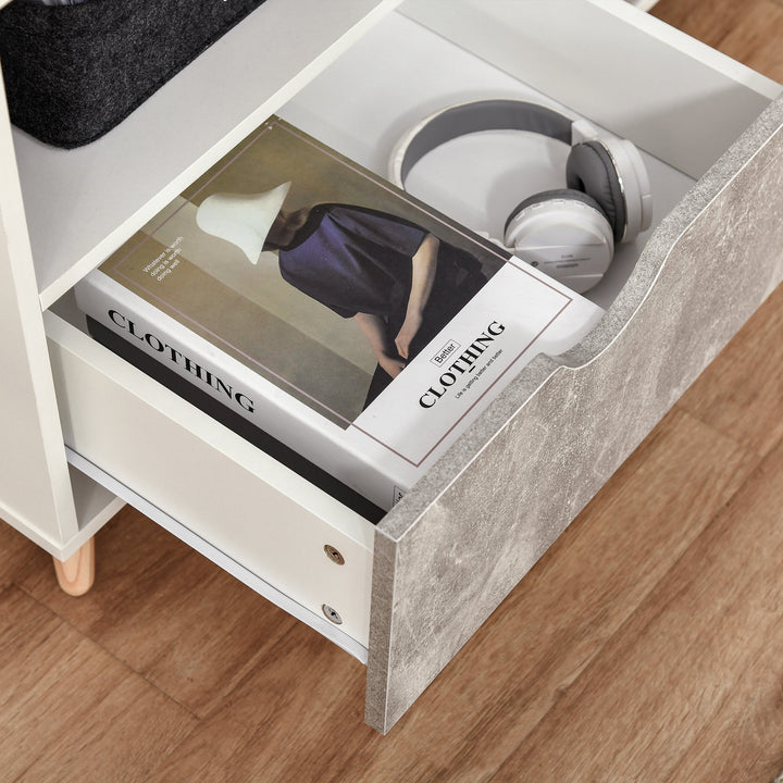 HOMCOM TV Stand with Shelf &amp; Drawers Storage Cabinet Media Entertainment Center Modern Grey