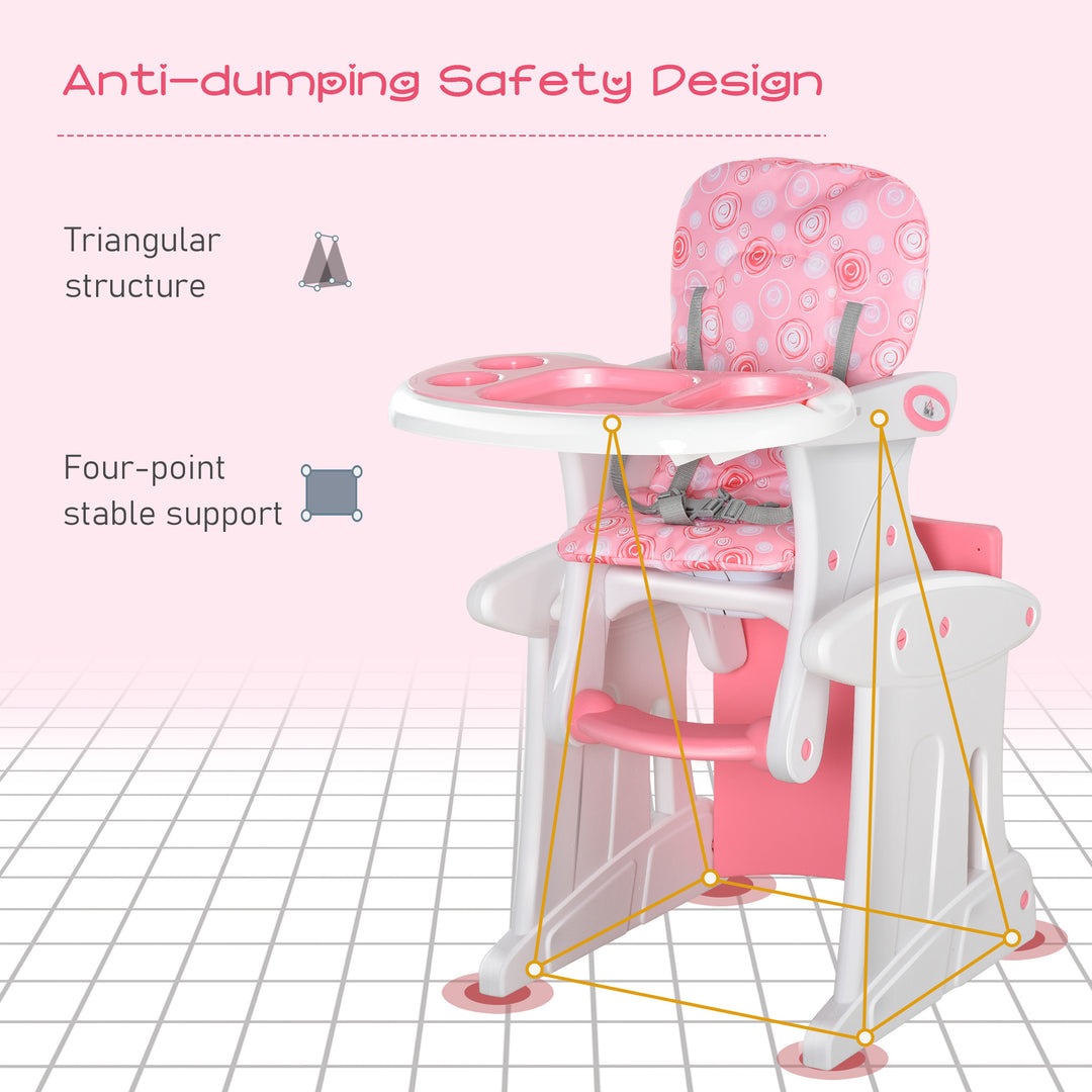 HDPE 3-in-1 Baby Booster High Chair Pink