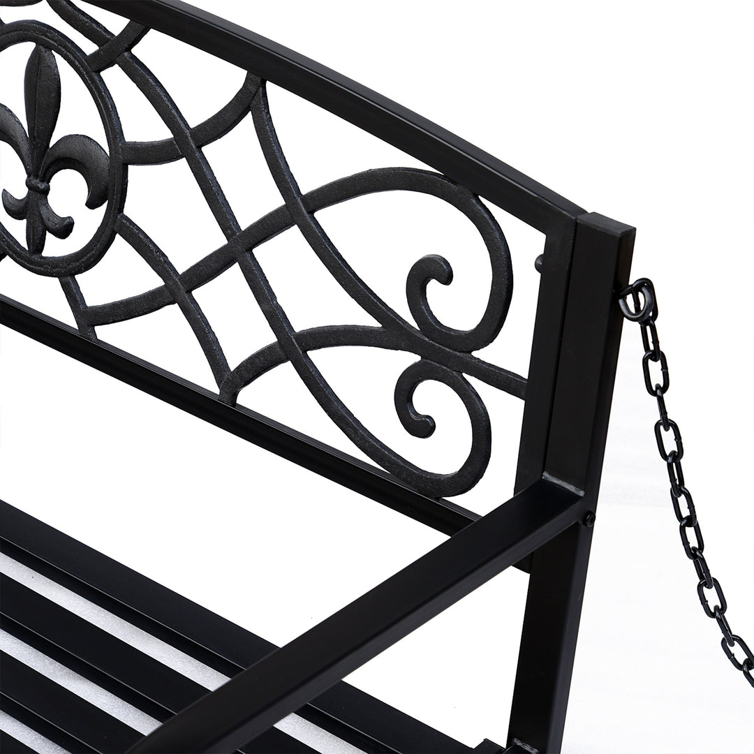 Outdoor Porch Swing Seat Bench with Chains for the Yard, Deck, & Backyard, Black