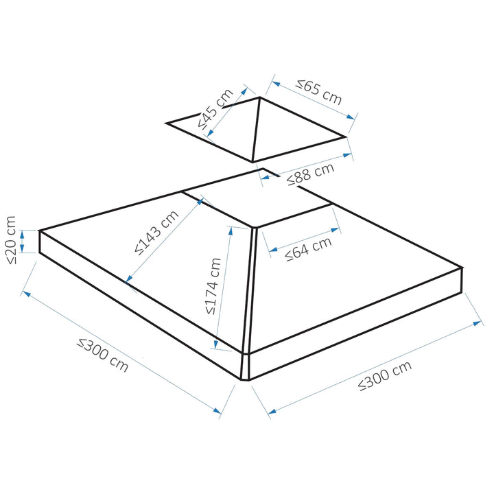 Outsunny 3 x 3(m) Gazebo Canopy Roof Top Replacement Cover Spare Part Light Grey (TOP ONLY)