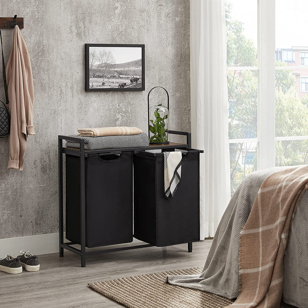 Laundry Sorter with Shelf and Pull-Out Bags