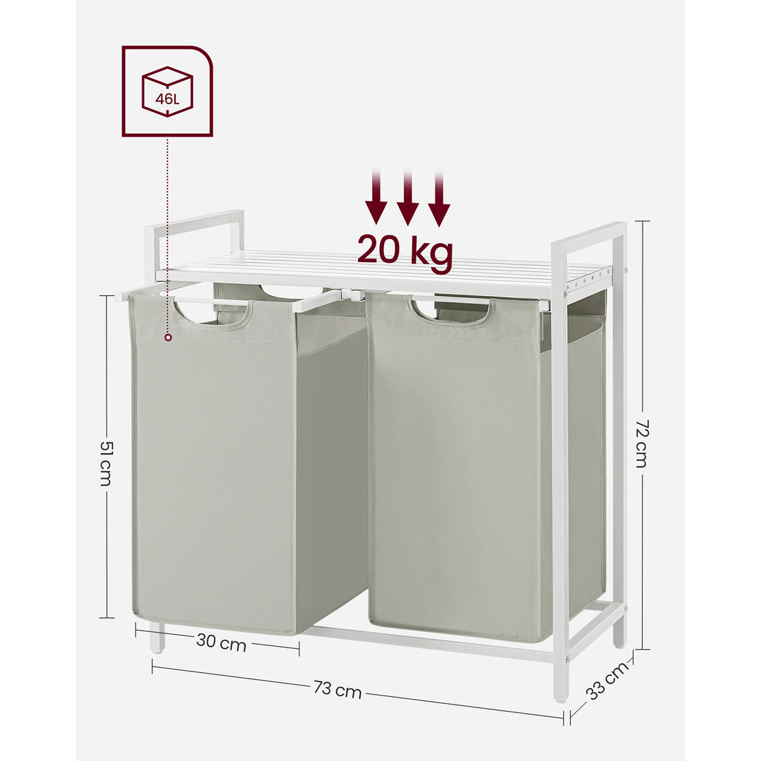 2 x 46L Laundry Basket White