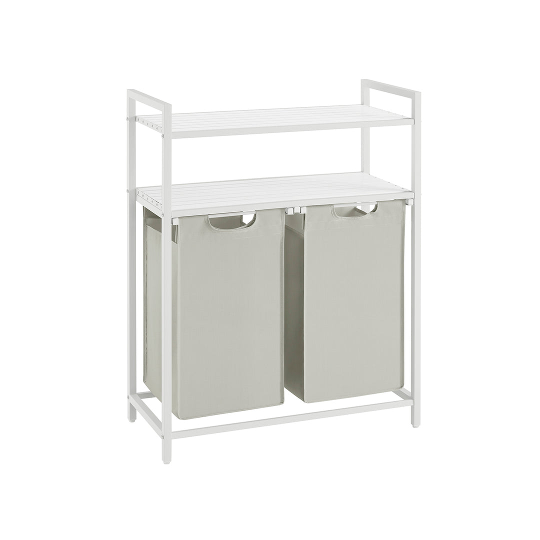 2 x 46L Laundry Basket with 2 Shelves White