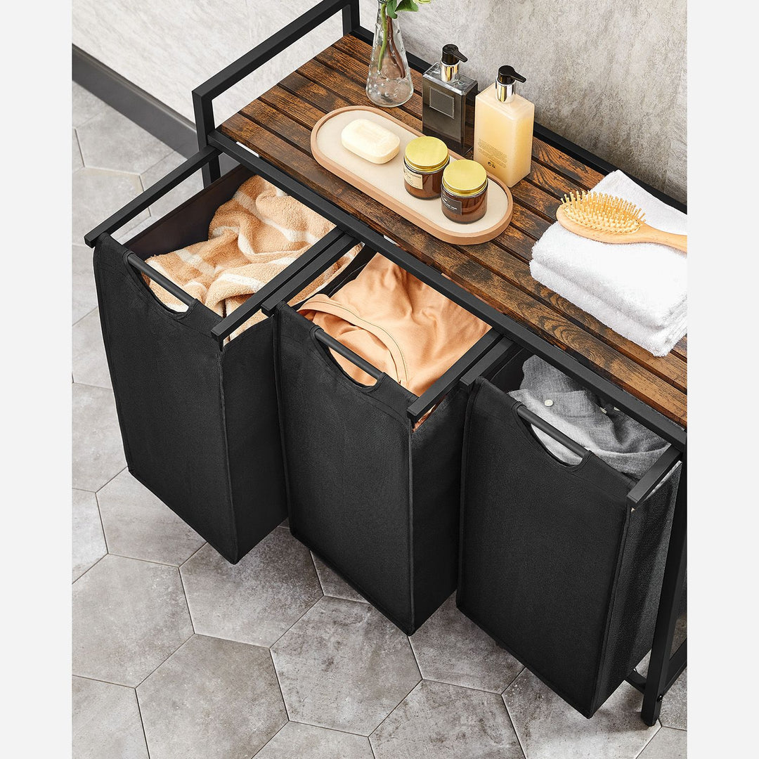 Laundry Basket with 3 Pull-Out and Removable Bags