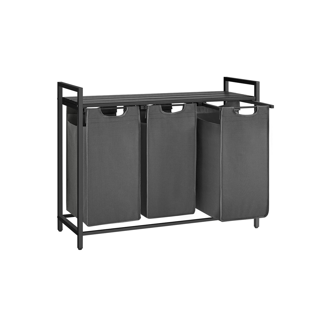 3 x 38L Laundry Basket Black and Grey