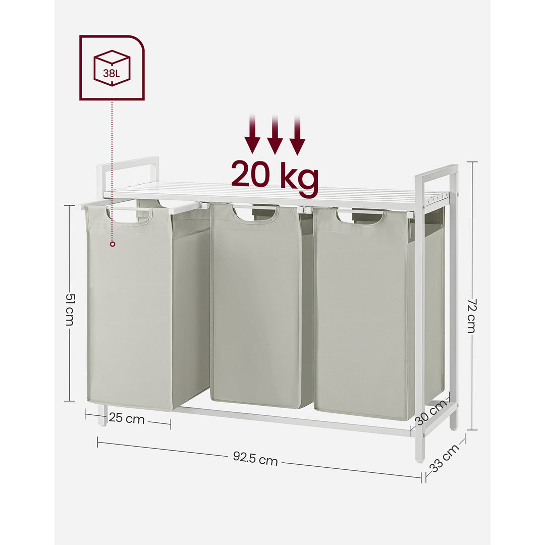 3 x 38L Laundry Basket White