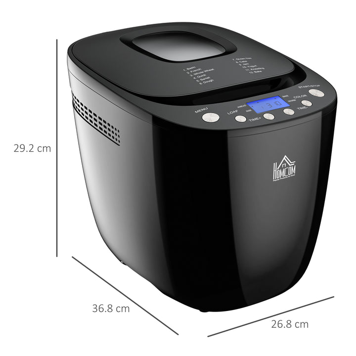 Digital Bread Maker 550W 12-in-1 Programmed Bread Machine with 13-Hour Delay Timer 60 Minutes Keep Warm Function Non-stick Pan 3 Crust Colours