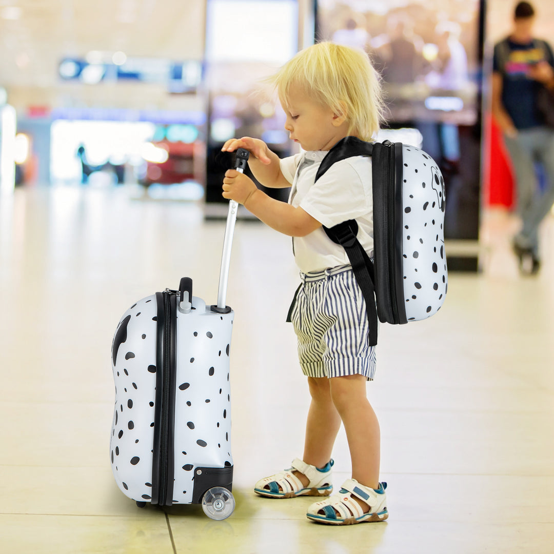 Kids Luggage Set with Wheels- White, Black