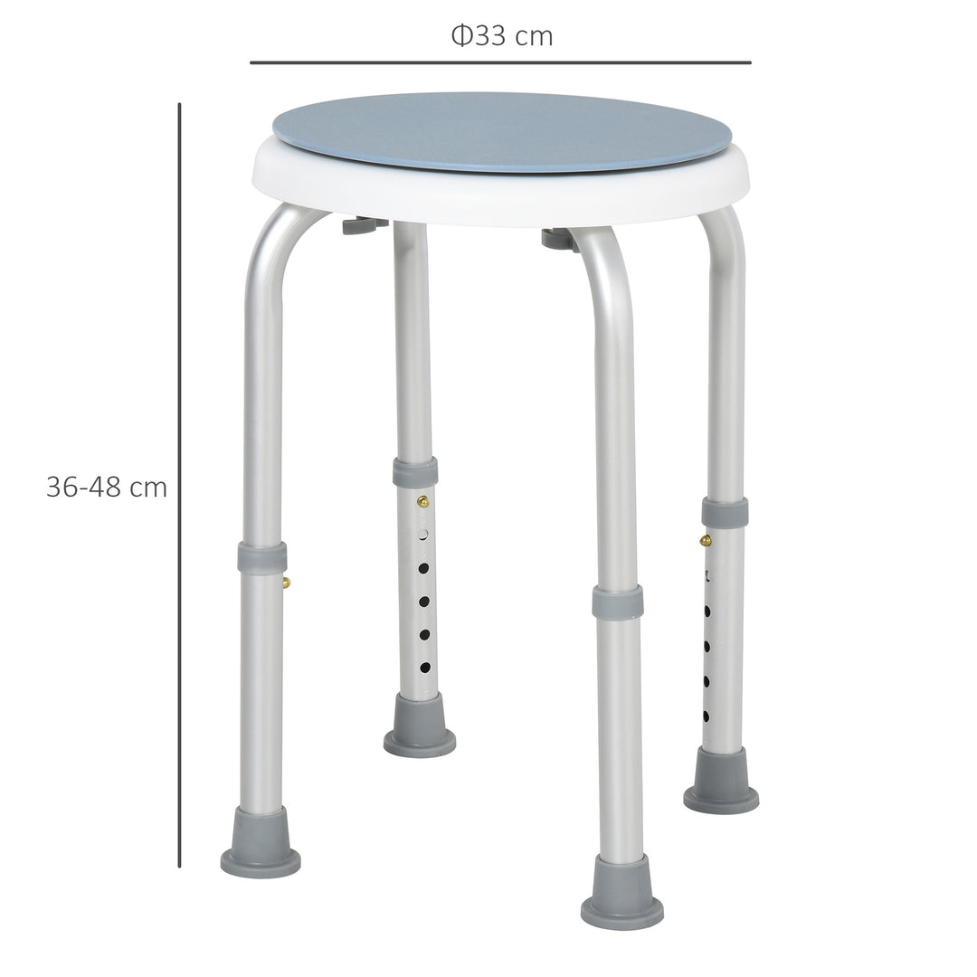 360° Swivel Seat Bath Shower Stool Adjustable Height w/ Aluminium Frame Non-Slip Feet Chair Safe Support Home Assistance