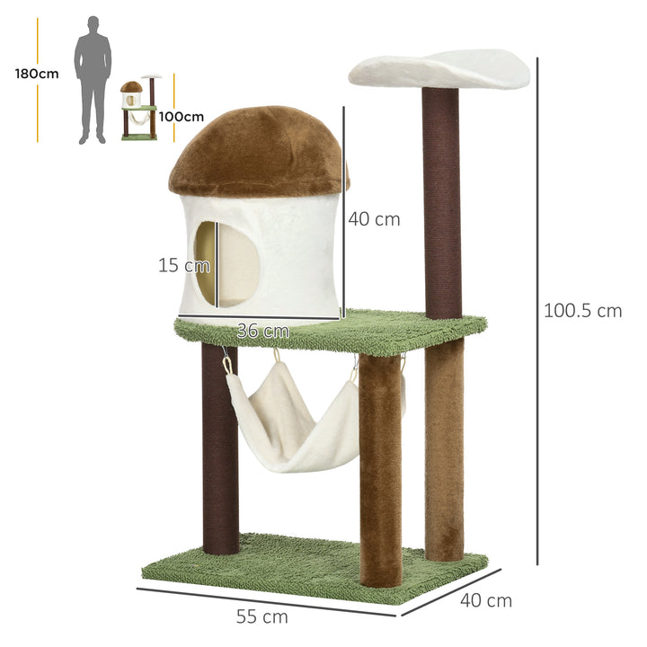 Cat Tree, Cat Tower with Sisal Scratching Post, Hammock- Green