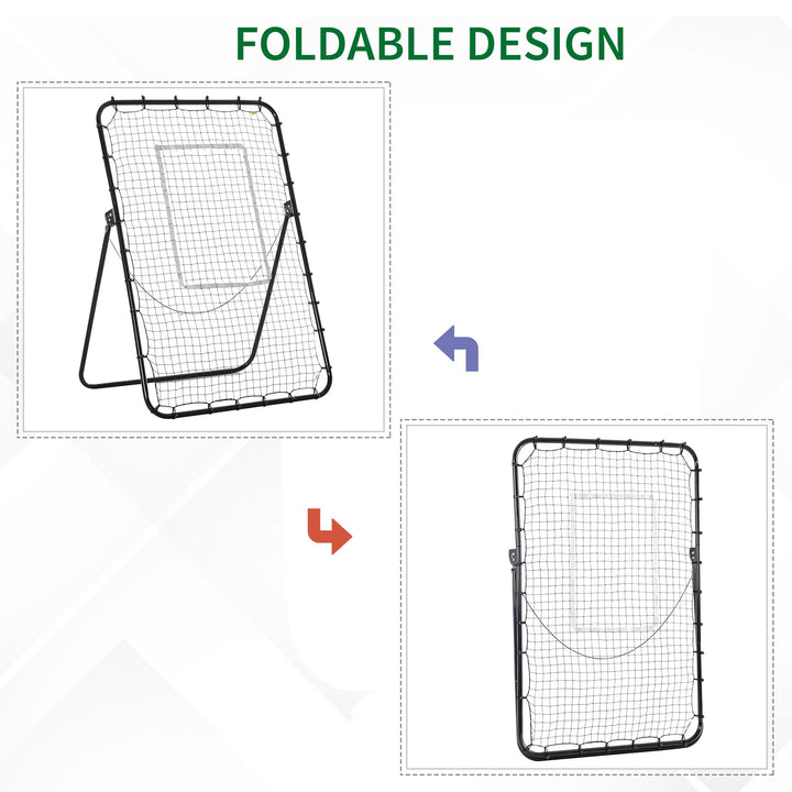 Foldable Football Rebounder Net, Football Goal Training Aid Soccer Kickback Target Zone Goal Play Adjustable Angles for  Kids & Adult Black