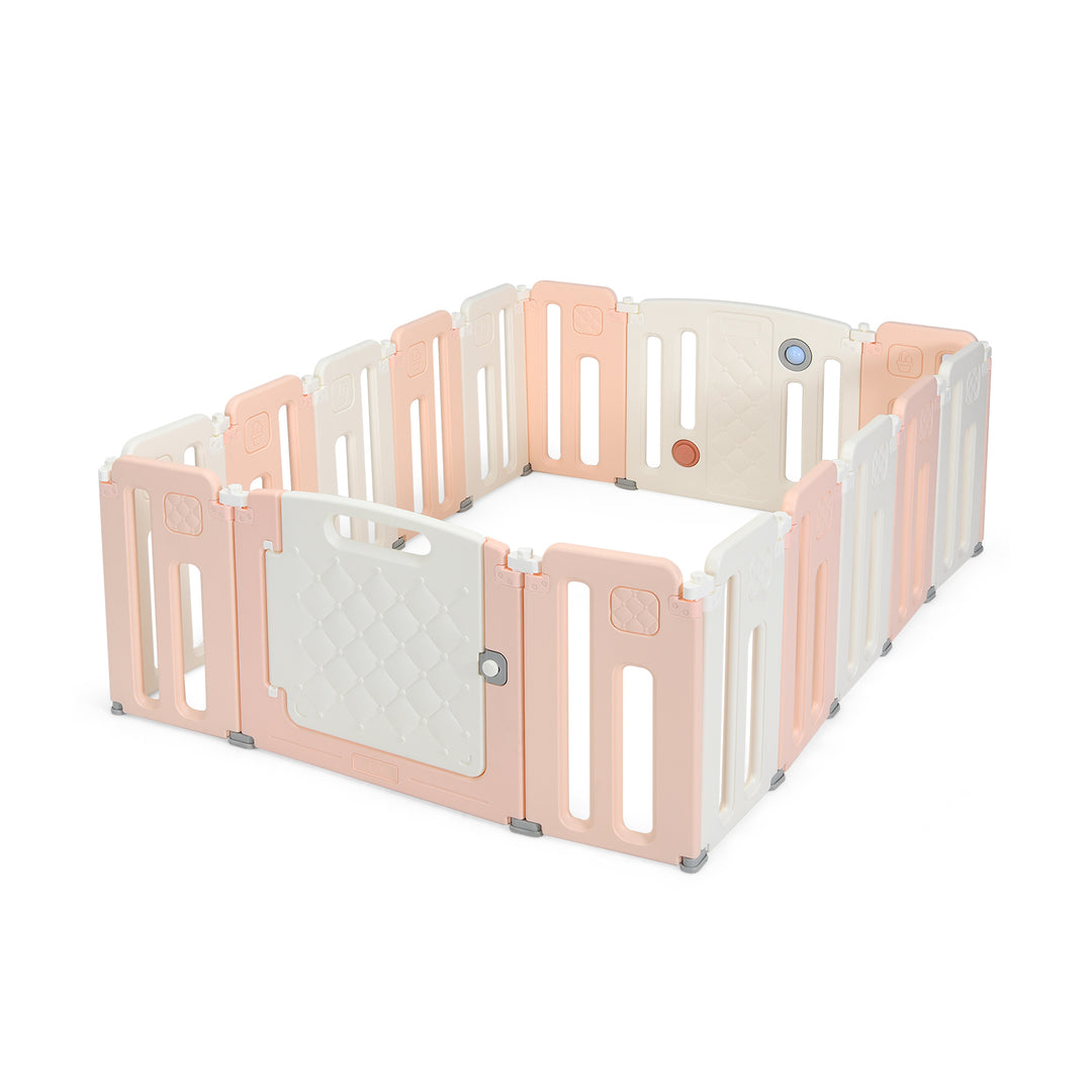 Foldable Baby Playpen with Drawing Board for Indoor Outdoor-Pink