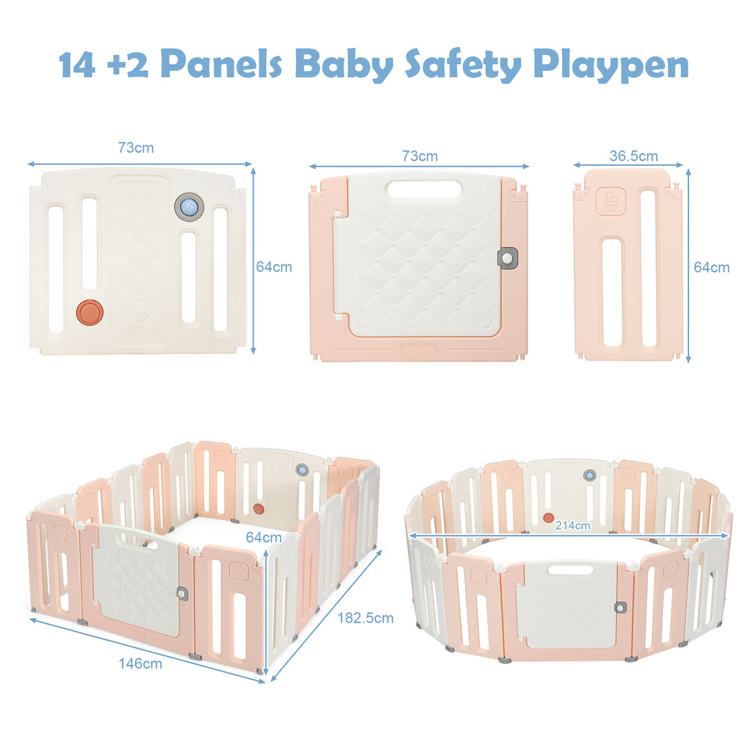 Foldable Baby Playpen with Drawing Board for Indoor Outdoor-Pink