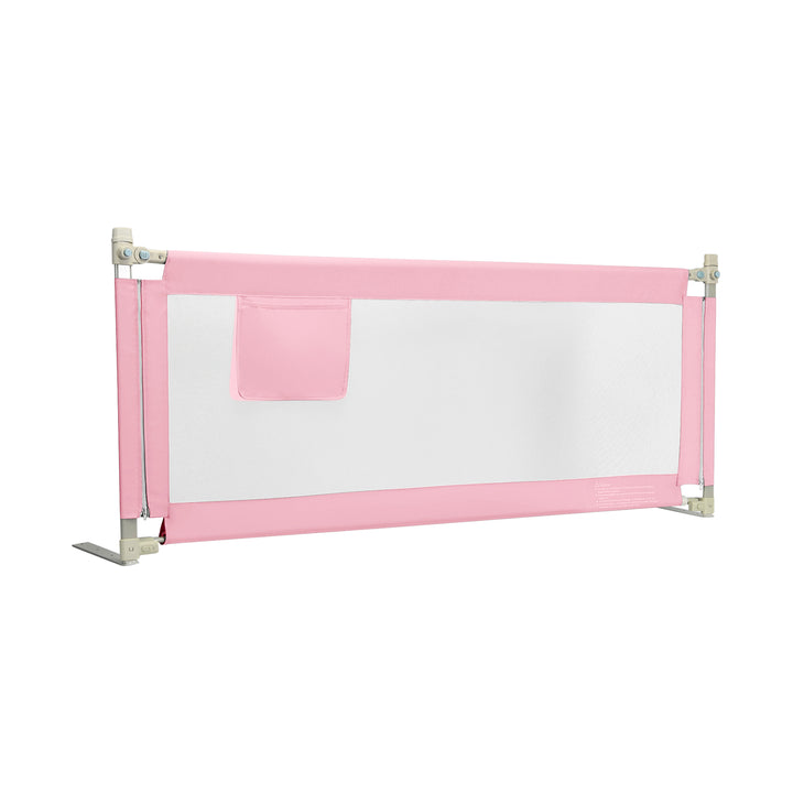 Infant Safety Bed Guardrail with Anti-Collision Cotton and Side Pocket-Pink