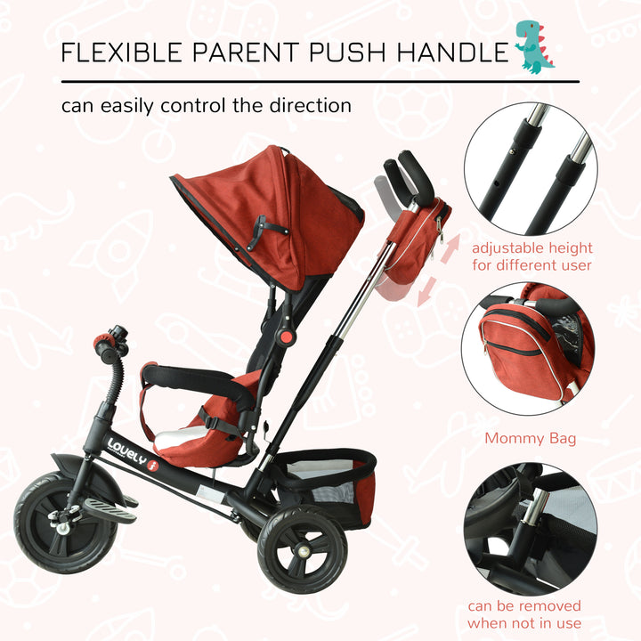 Baby Ride on Tricycle W/Canopy-Red