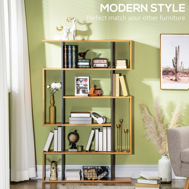 5-Tier Bookshelf, Modern Bookcase with 13 Open Shelves, Freestanding Decorative Storage Shelving for Home Office and Study, Natural