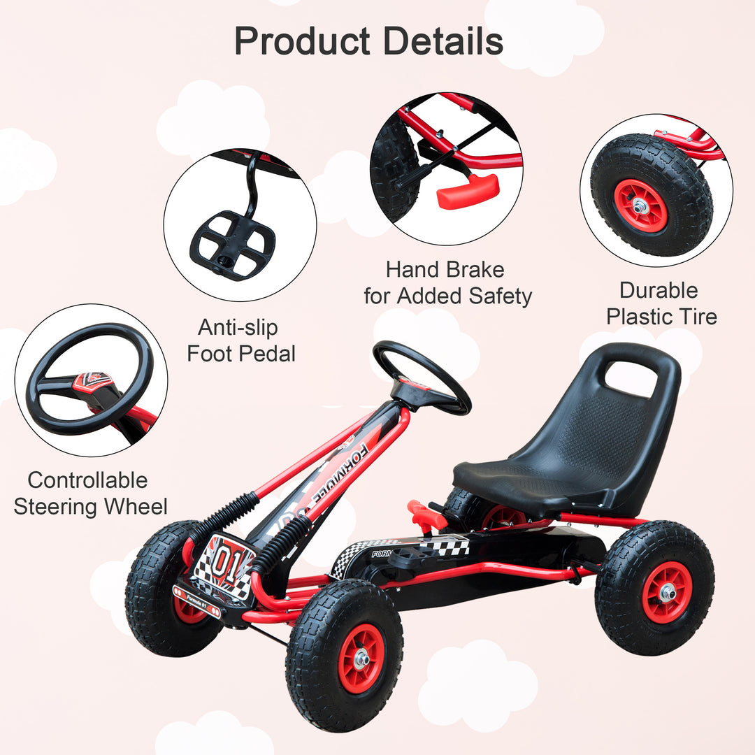Kids Children Pedal Go Kart Cart Air Inflatable Tyres Motor Racing Style Suitable for 3 to 8 Years