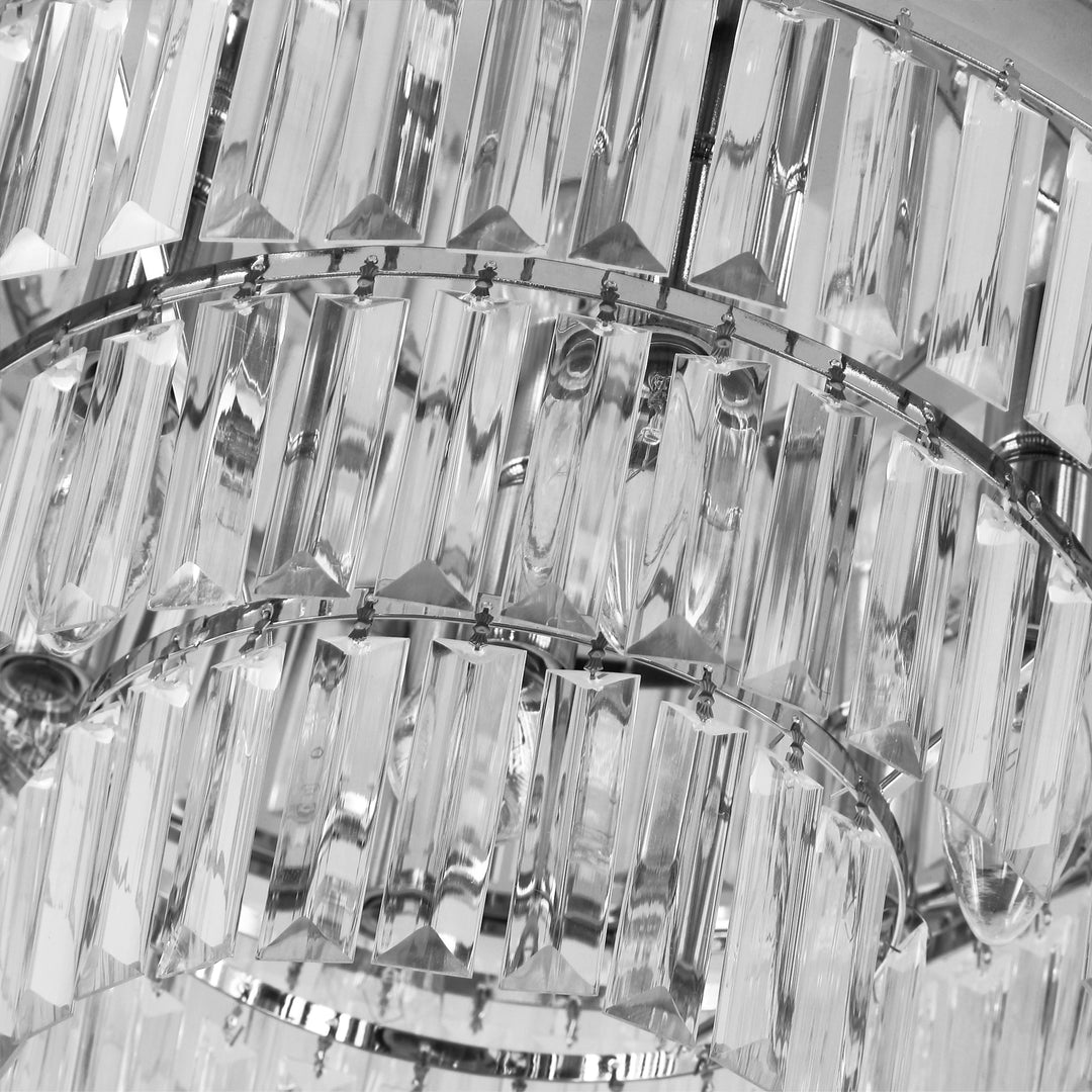 Round Crystal Ceiling Light 7 Lights Chandelier Mounted Fixture