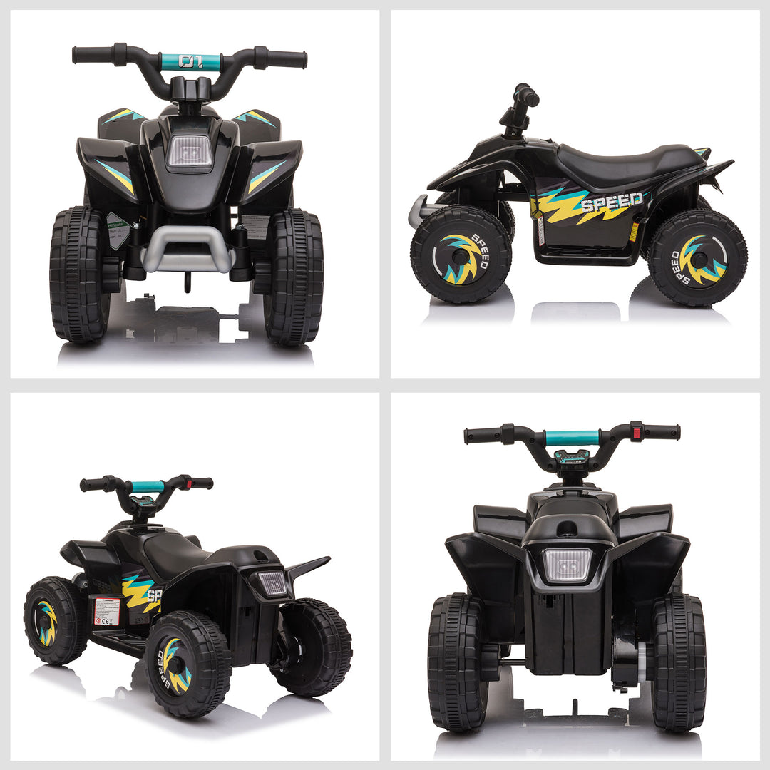 HOMCOM 6V Kids Electric Ride on Car ATV Toy Quad Bike Four Big Wheels w/ Forward Reverse Functions Toddlers aged 18-36 months Black