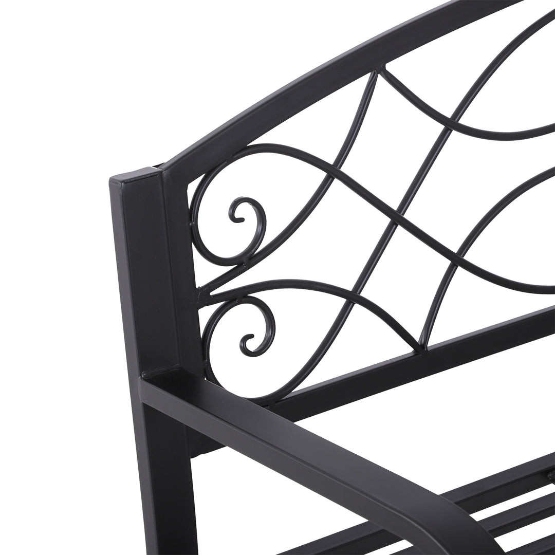 2 Seater Outdoor Patio Metal Garden Bench Yard Furniture Porch  Park Chair Loveseat Black 129L x 91H x 50W cm