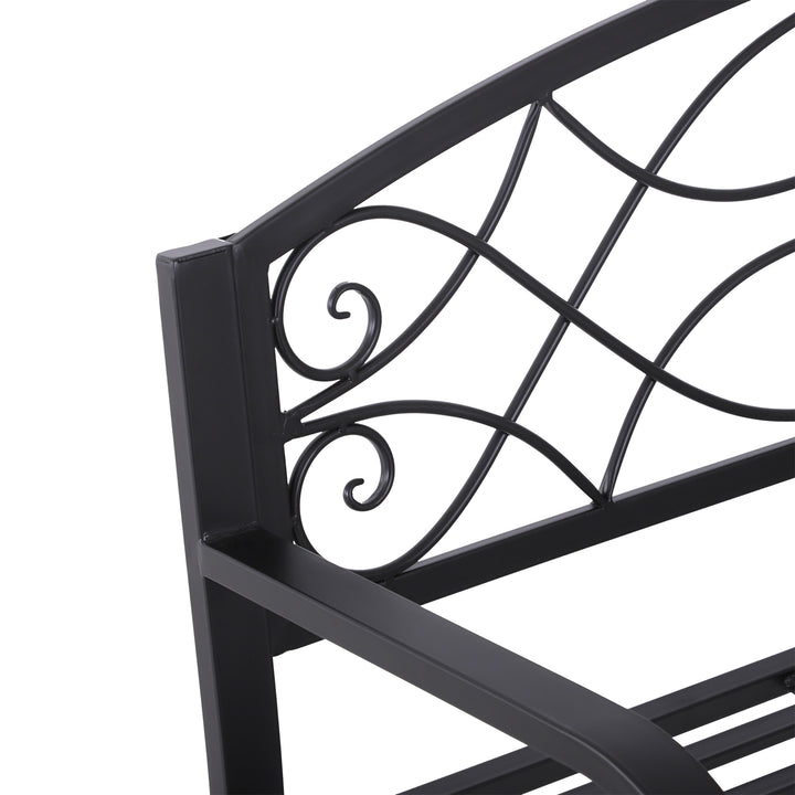 2 Seater Outdoor Patio Metal Garden Bench Yard Furniture Porch  Park Chair Loveseat Black 129L x 91H x 50W cm