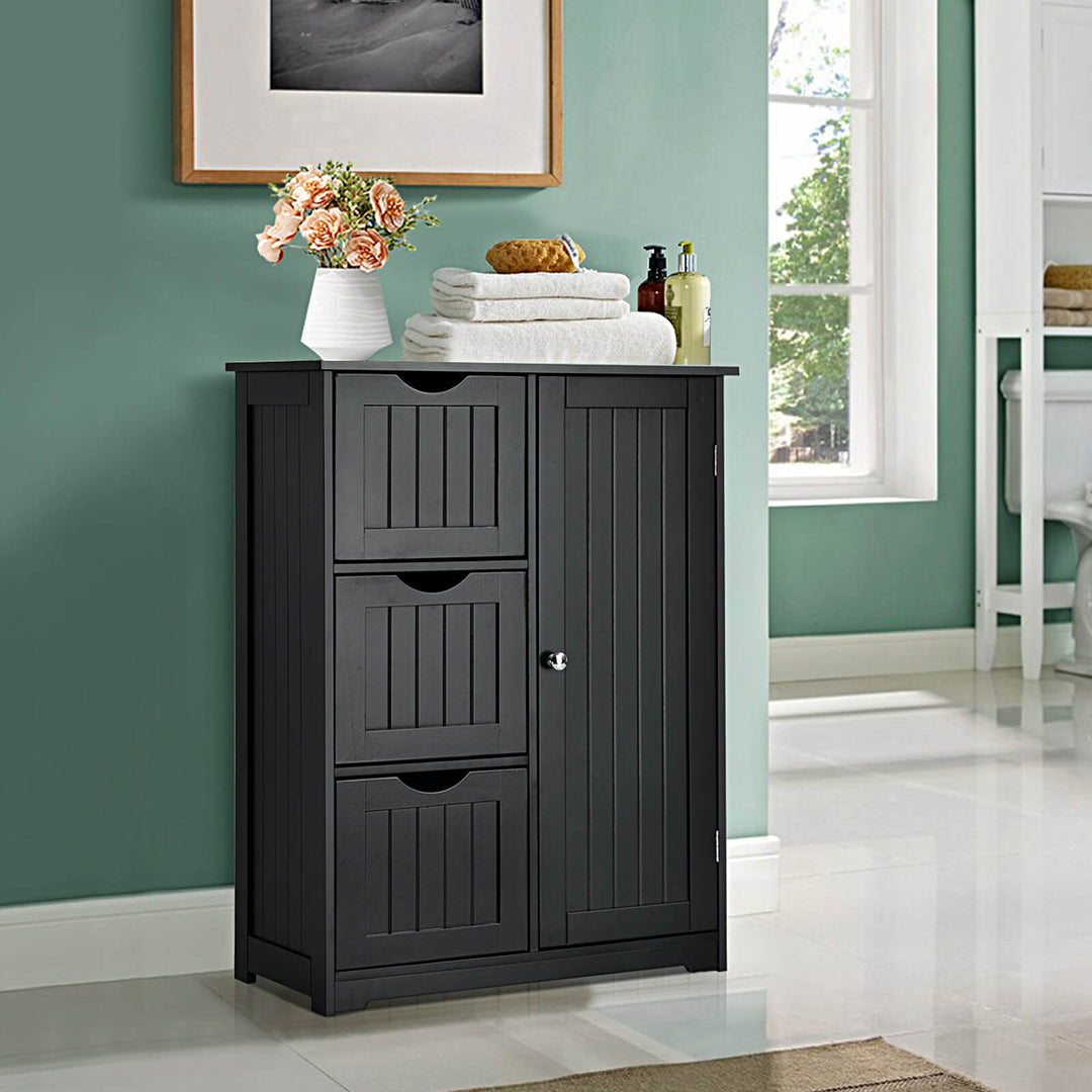 Freestanding Bathroom Cabinet with 3 Drawers-Black