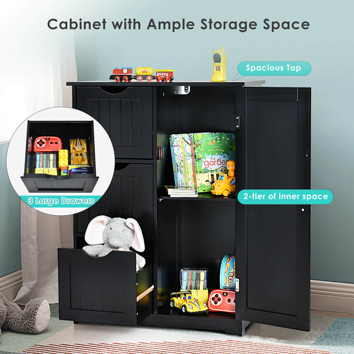Freestanding Bathroom Cabinet with 3 Drawers-Black
