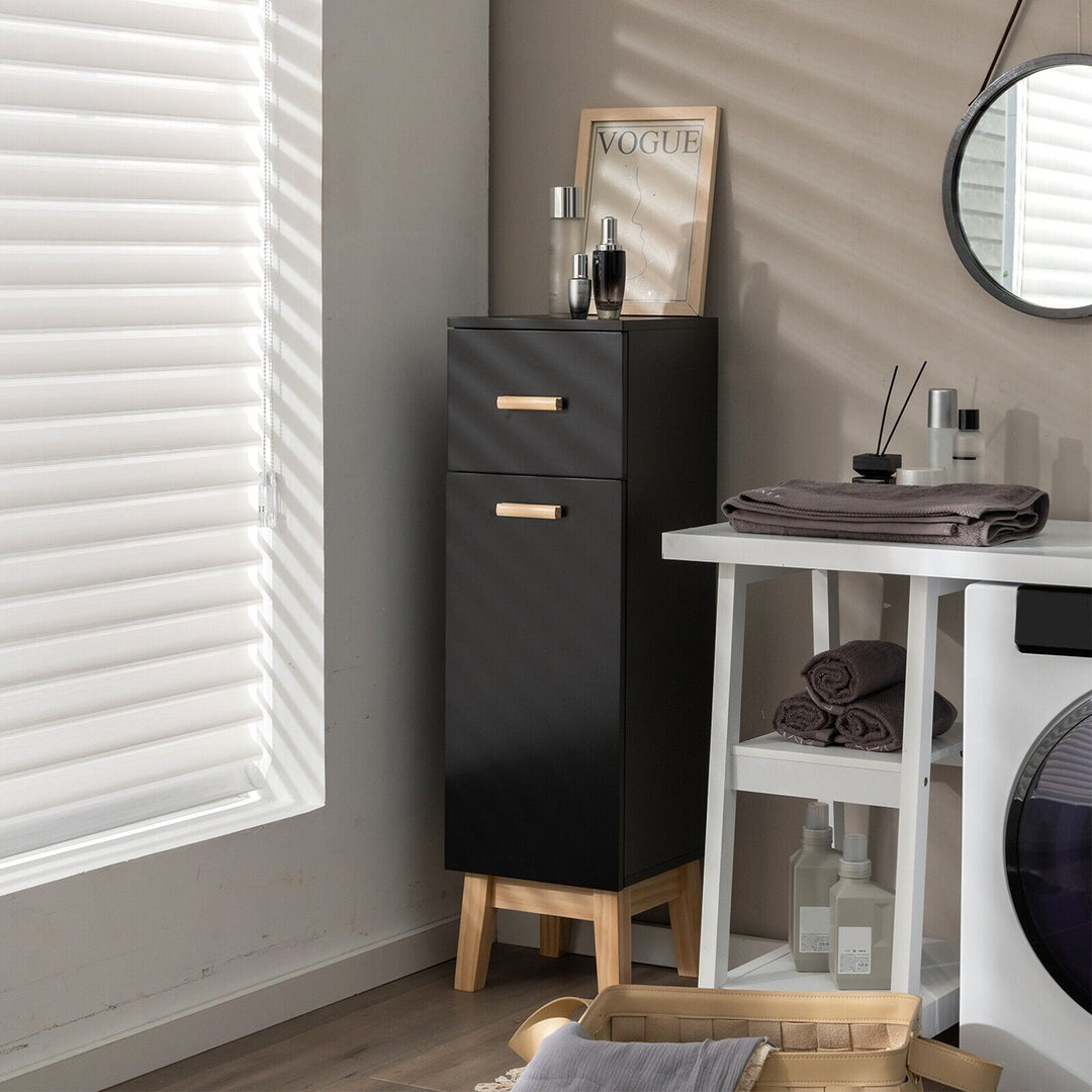 Freestanding Bathroom Cabinet with Drawer-Black