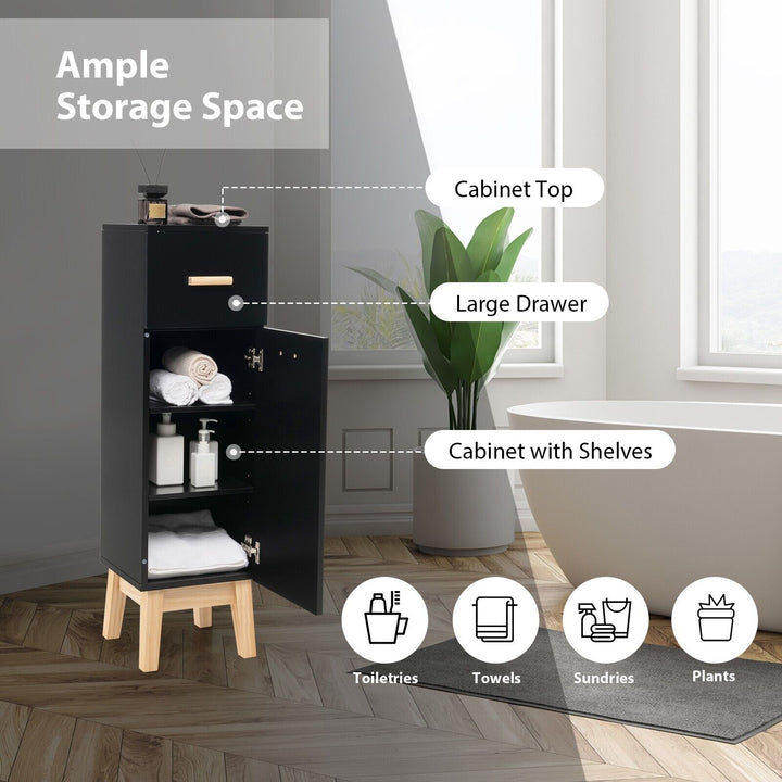 Freestanding Bathroom Cabinet with Drawer-Black