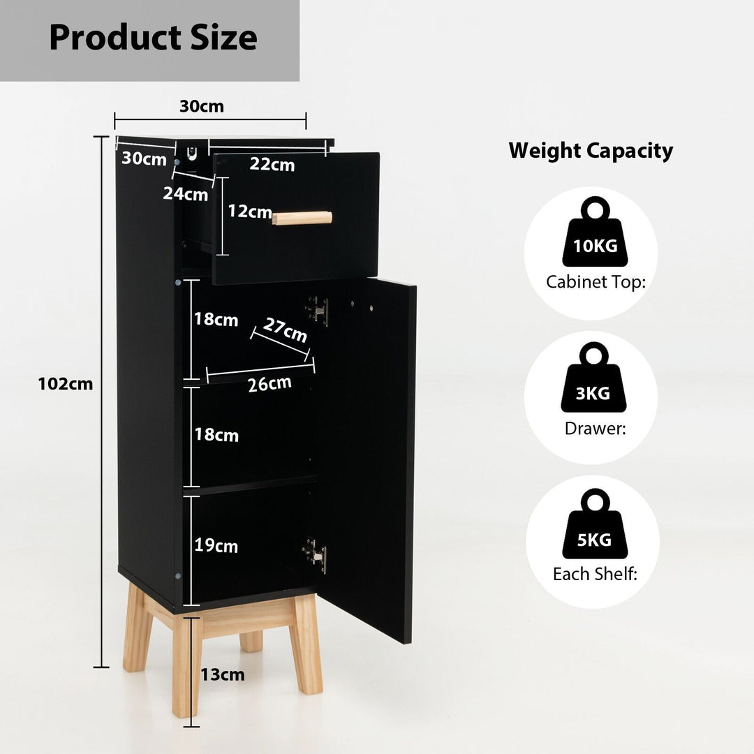 Freestanding Bathroom Cabinet with Drawer-Black