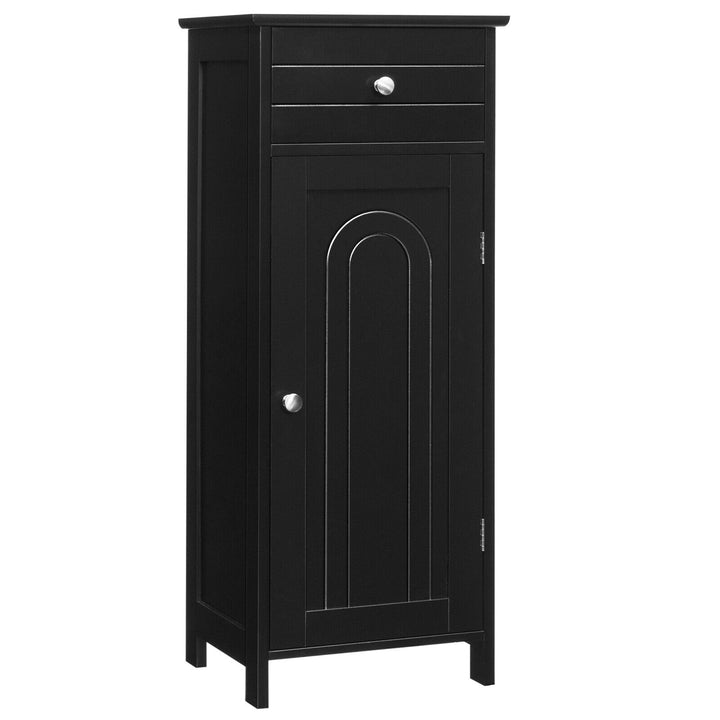 Freestanding Storage Cabinet with Drawer and Adjustable Shelves-Black