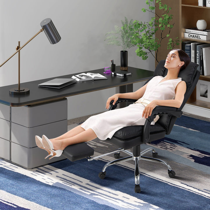 Adjustable High Back Rolling Computer Chair-Black