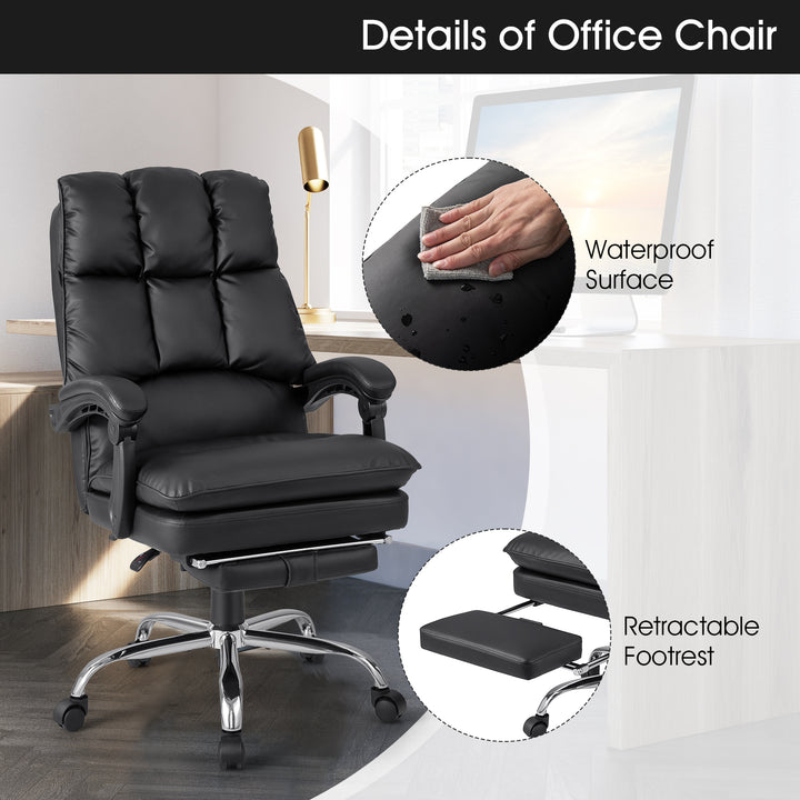 Adjustable High Back Rolling Computer Chair-Black