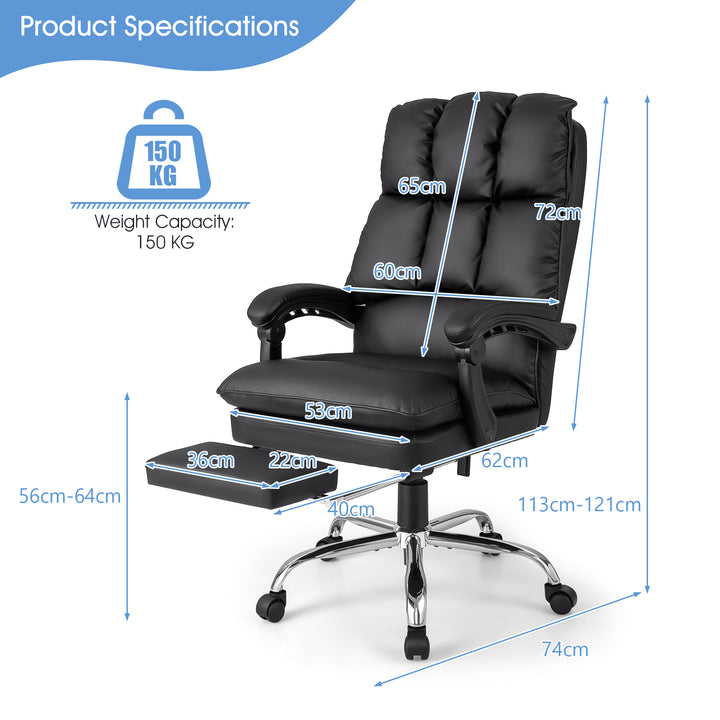 Adjustable High Back Rolling Computer Chair-Black